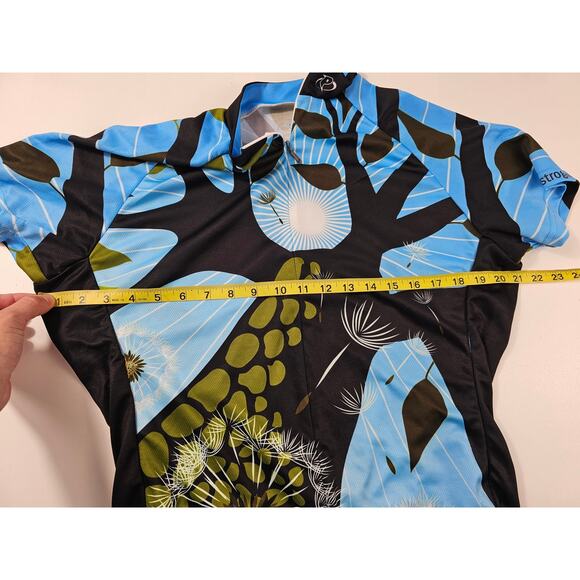 Primal women's cycling top 1/4 zip whimsical floral XXL 2X back pockets EUC - Picture 8 of 8